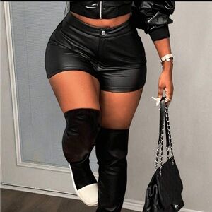 Faux leather shorts